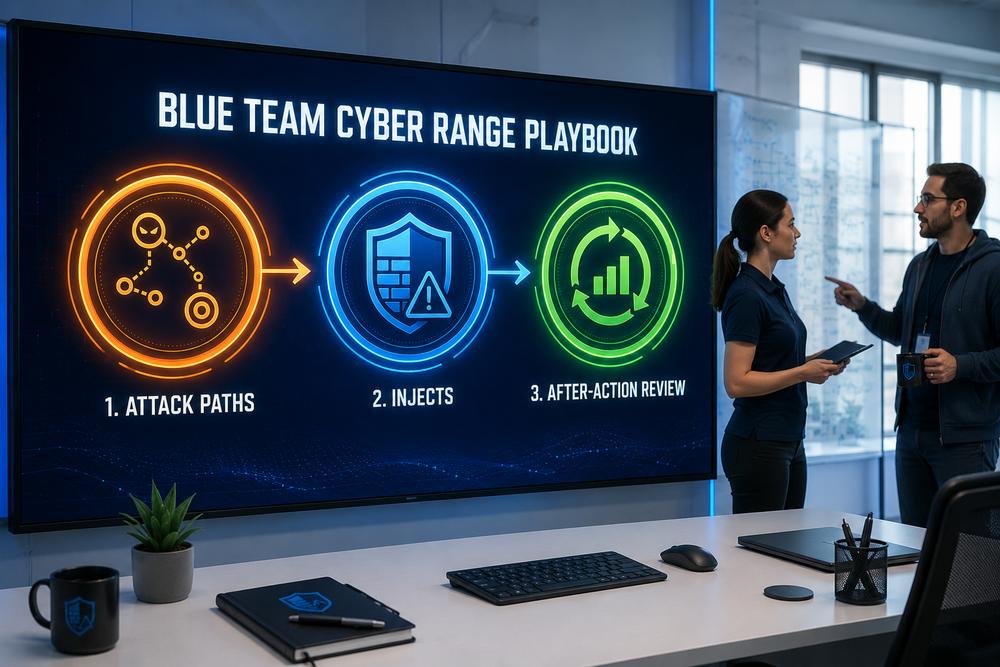 Blue Team Cyber Range Playbook: Attack Paths, Injects, and After-Action Reviews