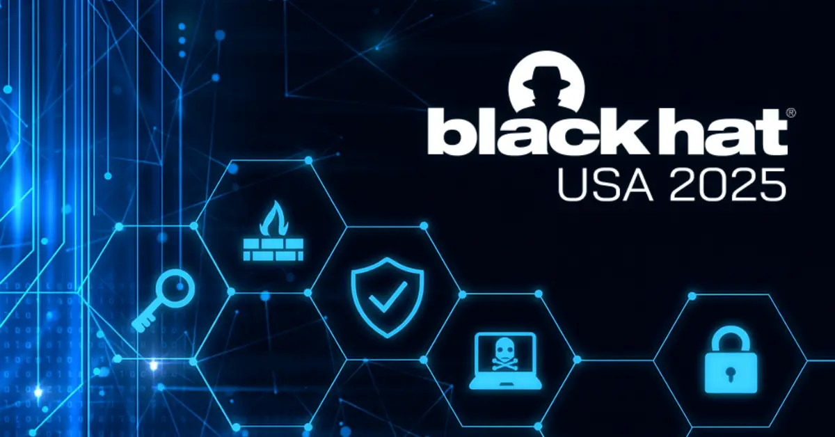 Digital image with cybersecurity icons along a blue inteconnection.