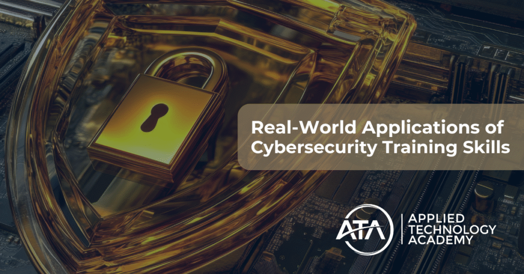 Blog image with a cybersecurity shield with a lock.