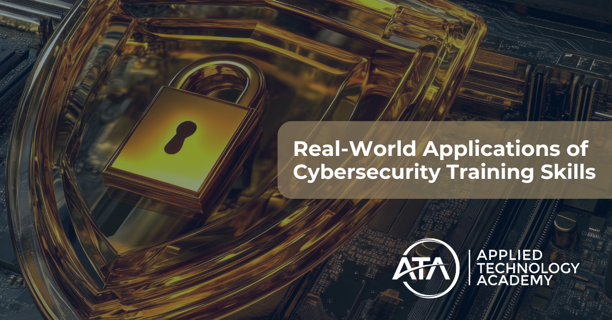 Blog image with a cybersecurity shield with a lock.